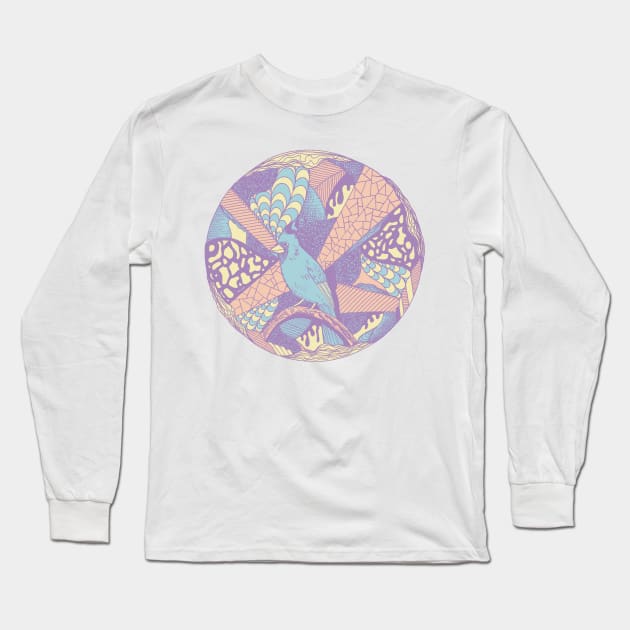 Retro Blend Circle of The Northern Cardinal Long Sleeve T-Shirt by kenallouis